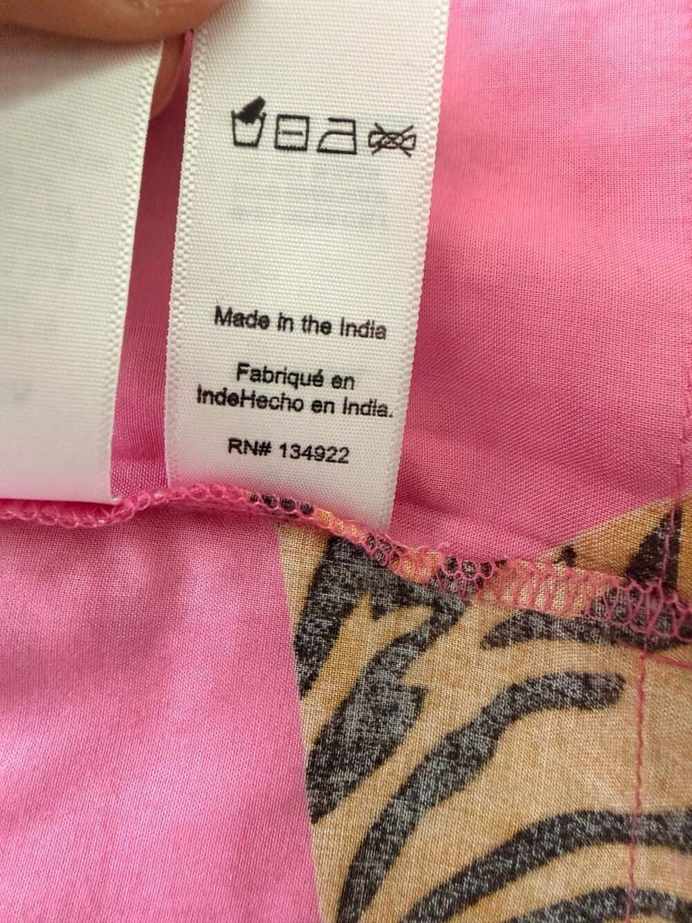 Emerson Fry India Collection Hand-Printed Pink Tiger Cotton Kimono Robe - Picture 12 of 12